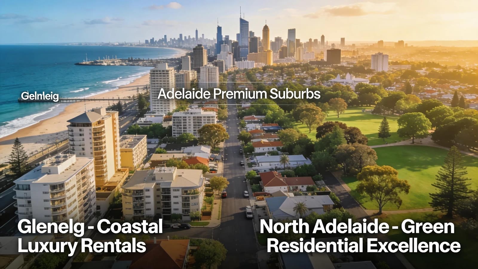 Panoramic view of Adelaide skyline highlighting popular suburbs for luxury rentals